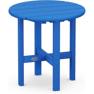 POLYWOOD Round Side Table, 18 Inch, Outdoor End Table, Recycled Plastic Patio Furniture, Pool Deck Garden Hot Tub Accent Table, Navy(Pacific Blue)
