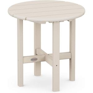 POLYWOOD Round Side Table, 18 Inch, Outdoor End Table, Recycled Plastic Patio Furniture, Pool Deck Garden Hot Tub Accent Table, Navy(Sand)