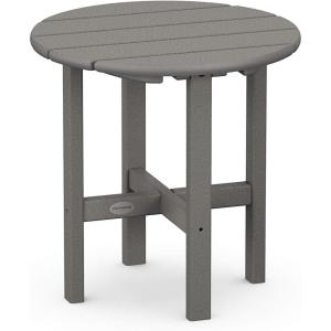 POLYWOOD Round Side Table, 18 Inch, Outdoor End Table, Recycled Plastic Patio Furniture, Pool Deck Garden Hot Tub Accent Table, Navy(Slate Grey)