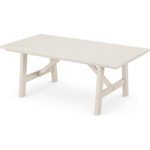 POLYWOOD® Rustic Farmhouse 39″ x 75″ Dining Table in White(Sand)