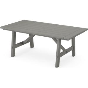 POLYWOOD® Rustic Farmhouse 39″ x 75″ Dining Table in White(Slate Grey)