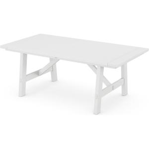 POLYWOOD® Rustic Farmhouse 39″ x 75″ Dining Table in White(White)