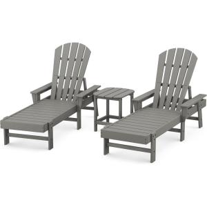 POLYWOOD® South Beach Chaise Set, White(Slate Grey)
