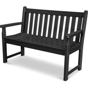POLYWOOD TGB48WH Traditional Garden 48″ Bench, White(Black)