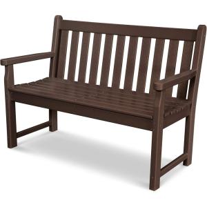 POLYWOOD TGB48WH Traditional Garden 48″ Bench, White(Mahogany)