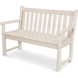 POLYWOOD TGB48WH Traditional Garden 48″ Bench, White(Sand)