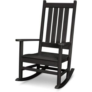 POLYWOOD Vineyard Porch Rocking Chair, HDPE Outdoor Rocker, Patio Furniture, Black, Made in USA(Black)