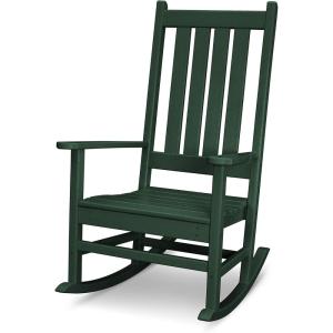 POLYWOOD Vineyard Porch Rocking Chair, HDPE Outdoor Rocker, Patio Furniture, Black, Made in USA(Green)