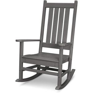 POLYWOOD Vineyard Porch Rocking Chair, HDPE Outdoor Rocker, Patio Furniture, Black, Made in USA(Grey)