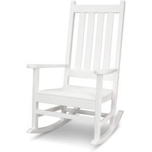 POLYWOOD Vineyard Porch Rocking Chair, HDPE Outdoor Rocker, Patio Furniture, Black, Made in USA(White)
