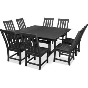 Polywood Vineyard 9-Piece Farmhouse Dining Set (Black)(Black)
