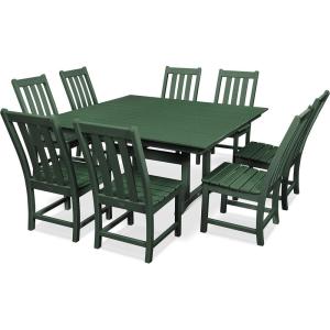 Polywood Vineyard 9-Piece Farmhouse Dining Set (Black)(Green)