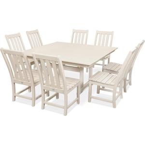 Polywood Vineyard 9-Piece Farmhouse Dining Set (Black)(Sand)