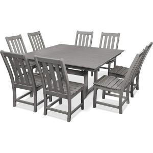 Polywood Vineyard 9-Piece Farmhouse Dining Set (Black)(Slate Grey)