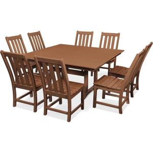 Polywood Vineyard 9-Piece Farmhouse Dining Set (Black)(Teak)