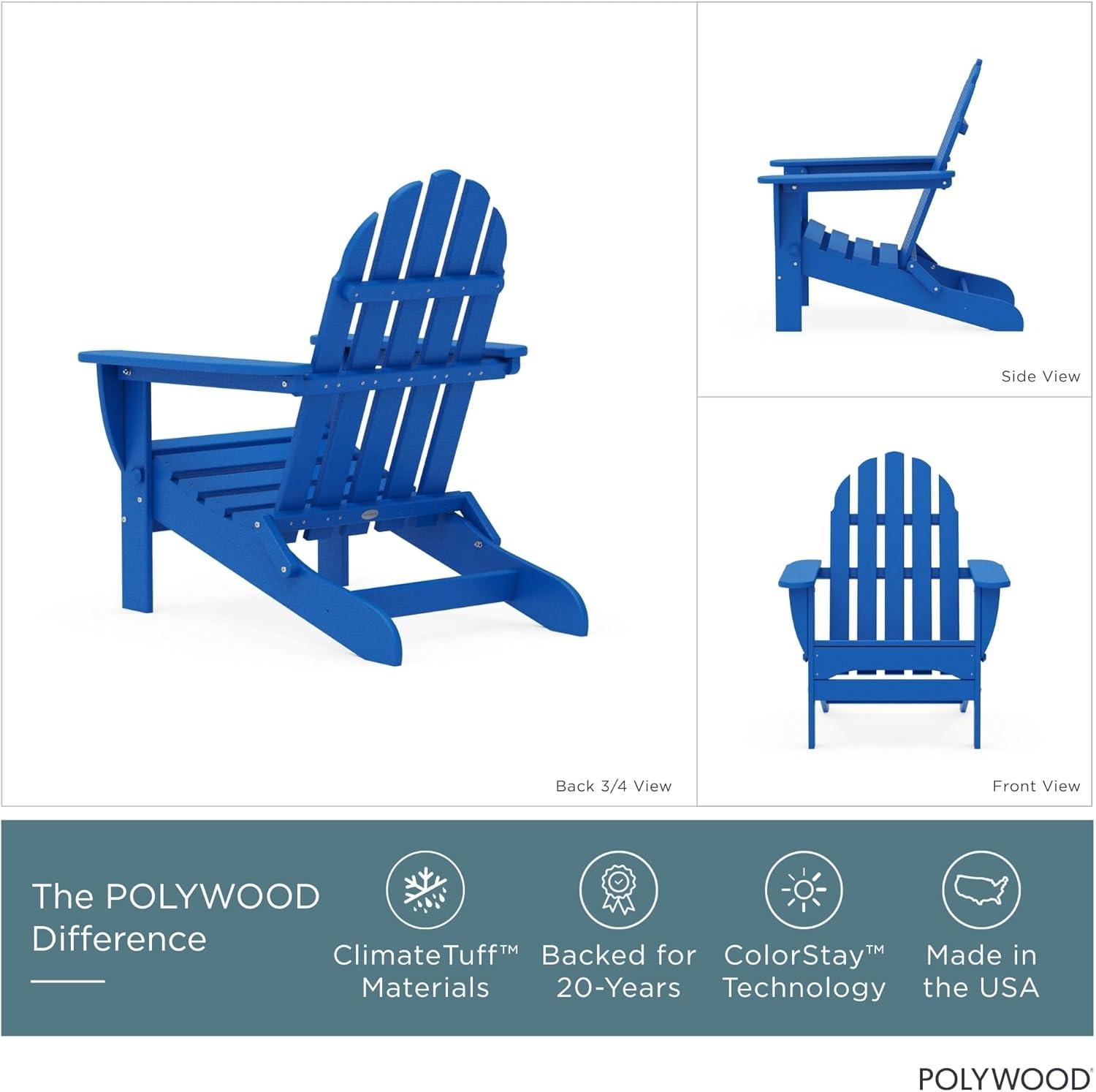 image:imagePOLYWOOD AD5030LE Classic Folding Adirondack Chair LemonPacific Blue