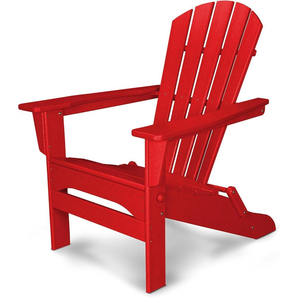 image:imagePOLYWOOD Palm Coast Folding Adirondack in MahoganySunset Red