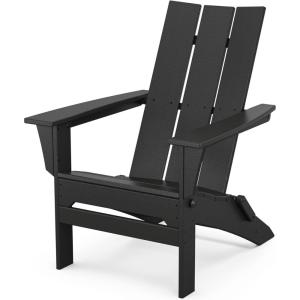 POLYWOOD Modern Folding Adirondack Chair(Black)