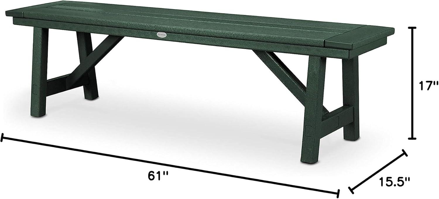 image:imagePOLYWOOD Rustic Farmhouse 60 Inch Backless Bench Outdoor Patio Garden Furniture AllWeather HDPE Lumber Slate GreyGreen