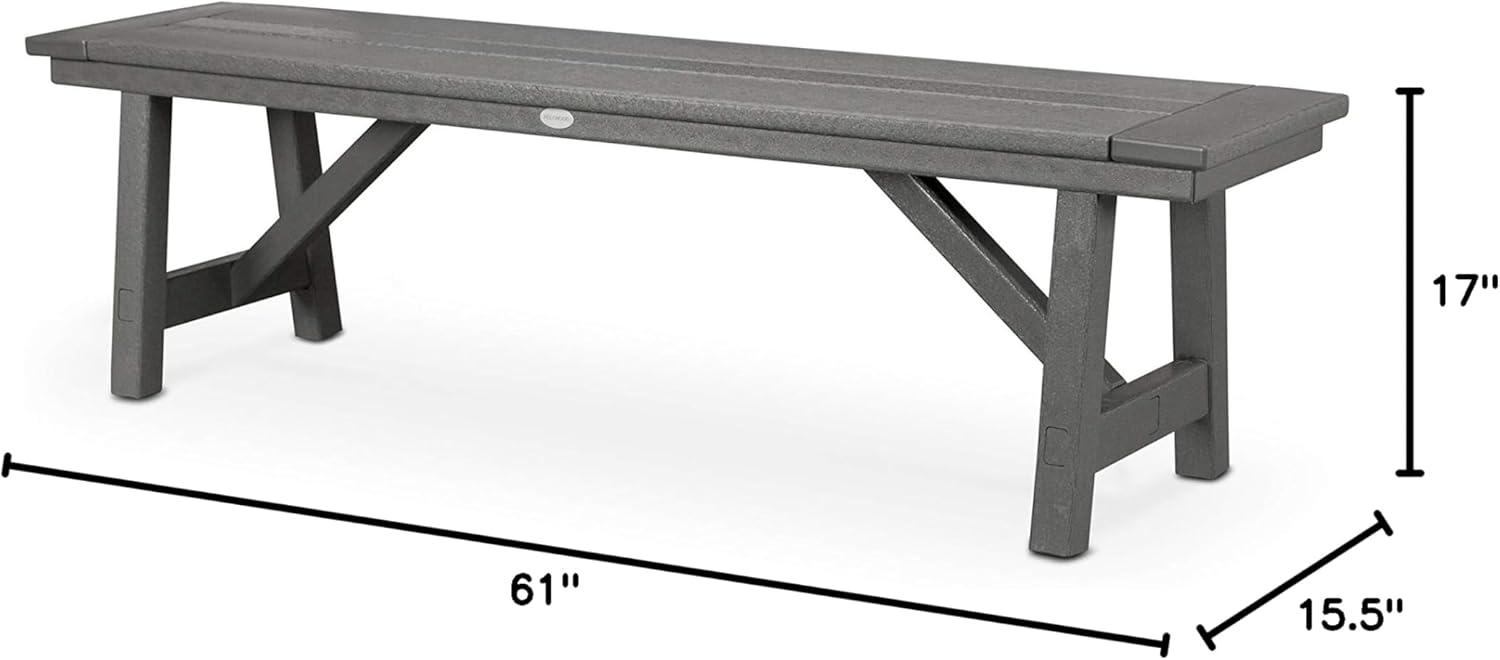 image:imagePOLYWOOD Rustic Farmhouse 60 Inch Backless Bench Outdoor Patio Garden Furniture AllWeather HDPE Lumber Slate GreySlate Grey