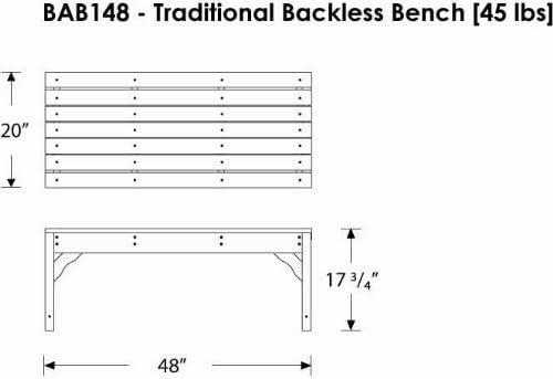 image:imagePOLYWOOD Traditional Garden 48Inch Backless Bench GreenBlack