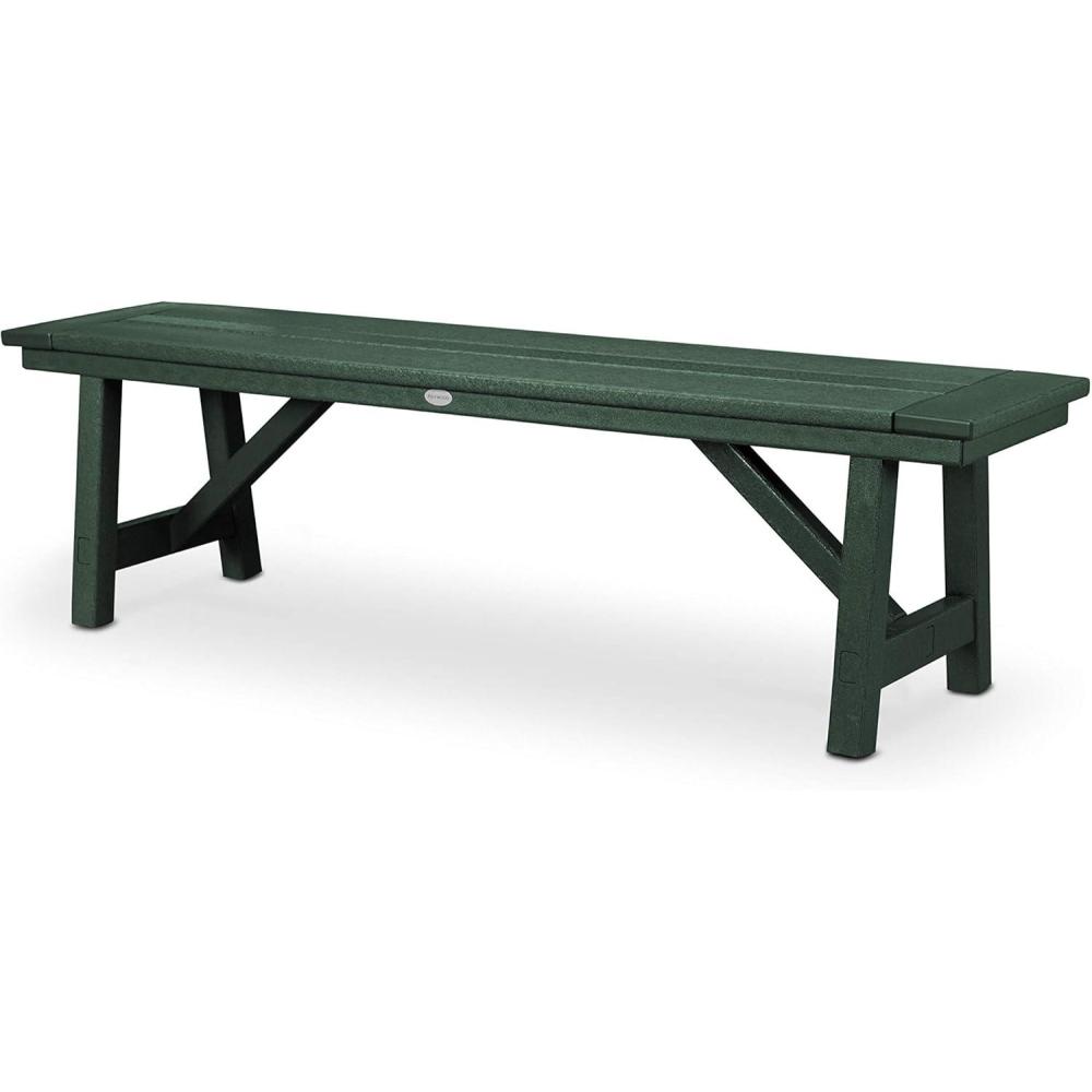 image:imagePOLYWOOD Rustic Farmhouse 60 Inch Backless Bench Outdoor Patio Garden Furniture AllWeather HDPE Lumber Slate GreyGreen
