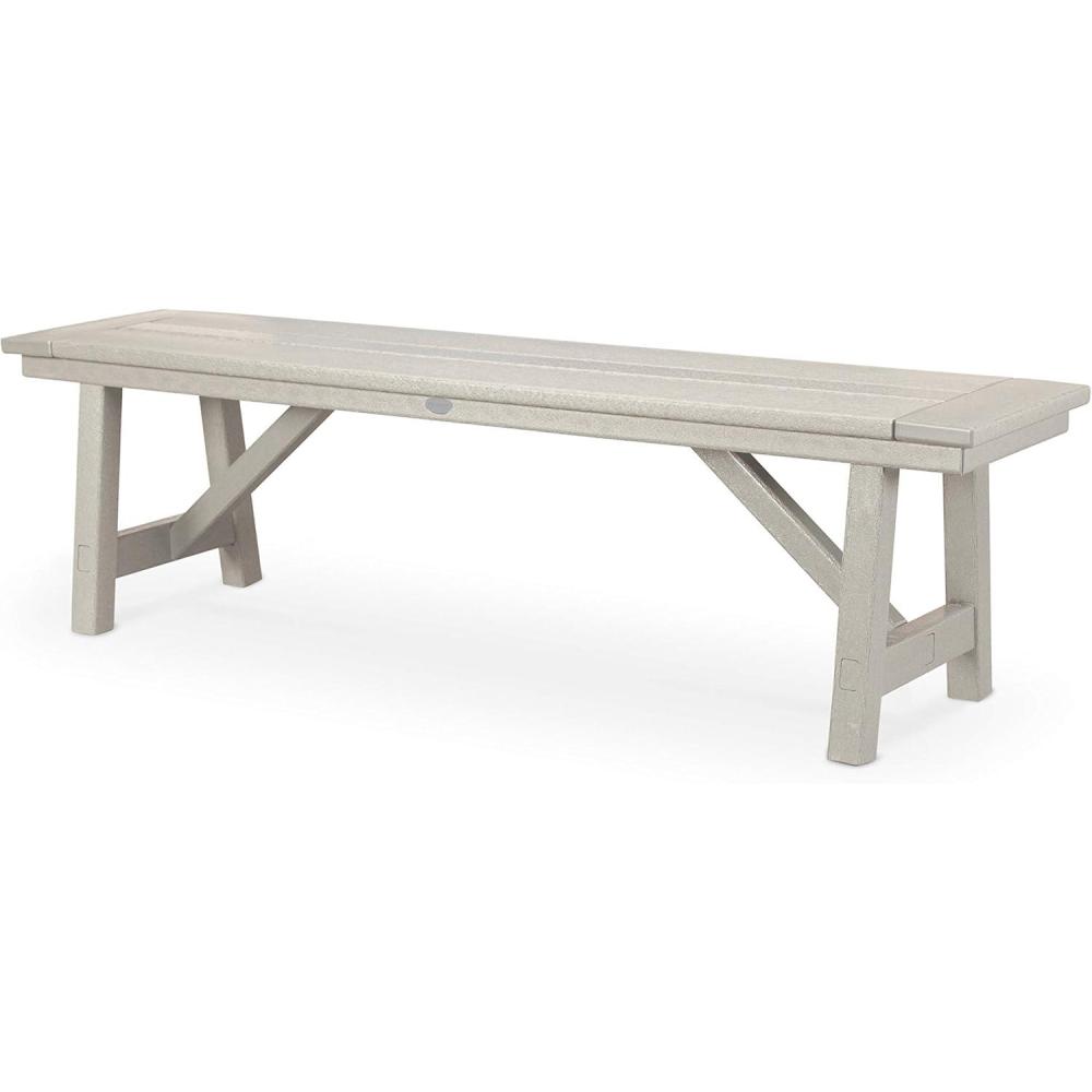 image:imagePOLYWOOD Rustic Farmhouse 60 Inch Backless Bench Outdoor Patio Garden Furniture AllWeather HDPE Lumber Slate GreySand