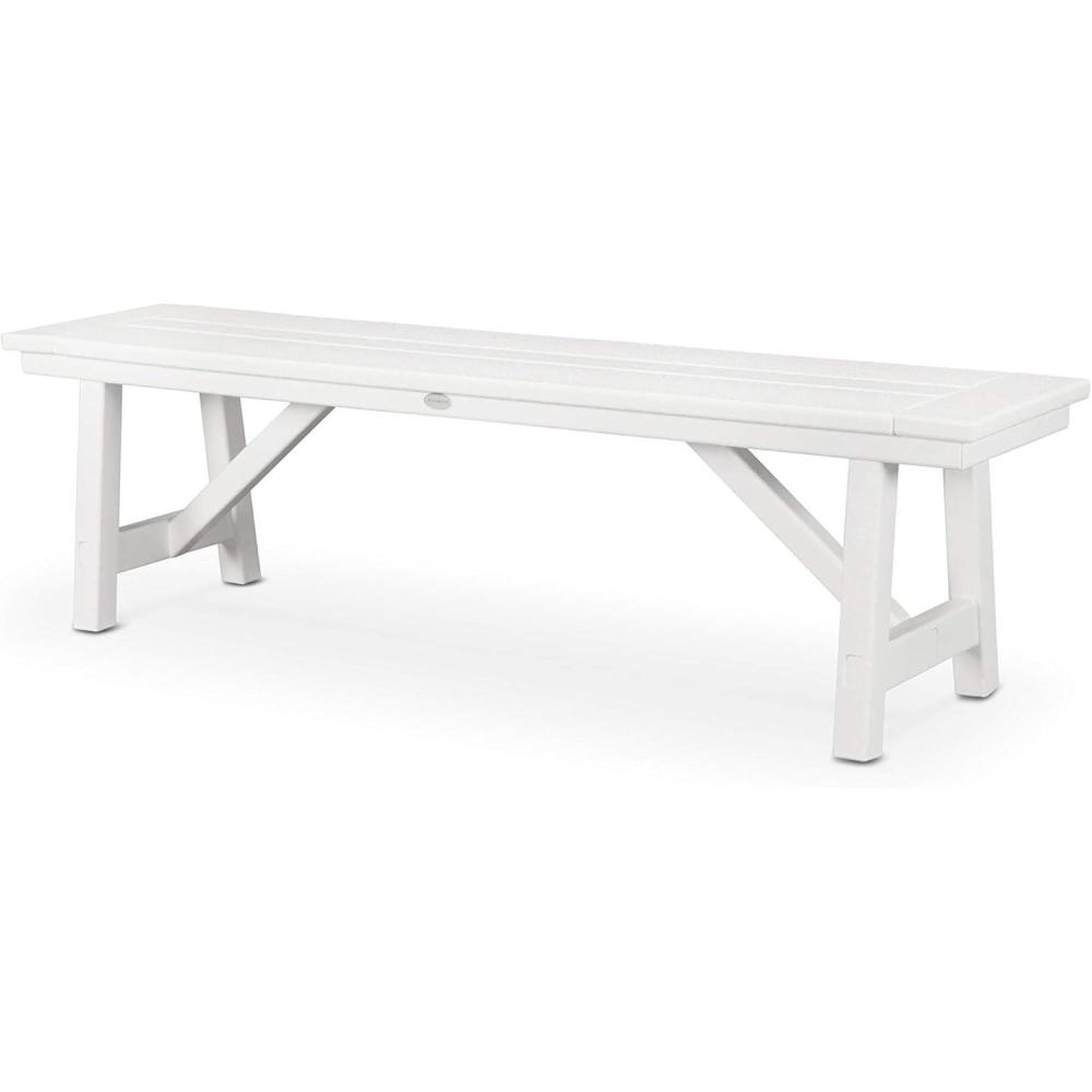 image:imagePOLYWOOD Rustic Farmhouse 60 Inch Backless Bench Outdoor Patio Garden Furniture AllWeather HDPE Lumber Slate GreyWhite
