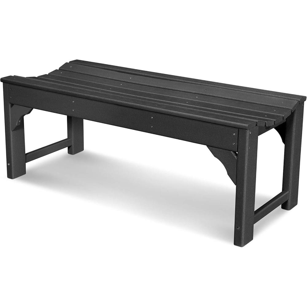 image:imagePOLYWOOD Traditional Garden 48Inch Backless Bench GreenBlack