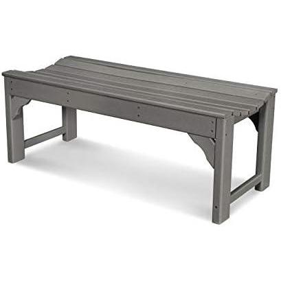 image:imagePOLYWOOD Traditional Garden 48Inch Backless Bench GreenSlate Grey