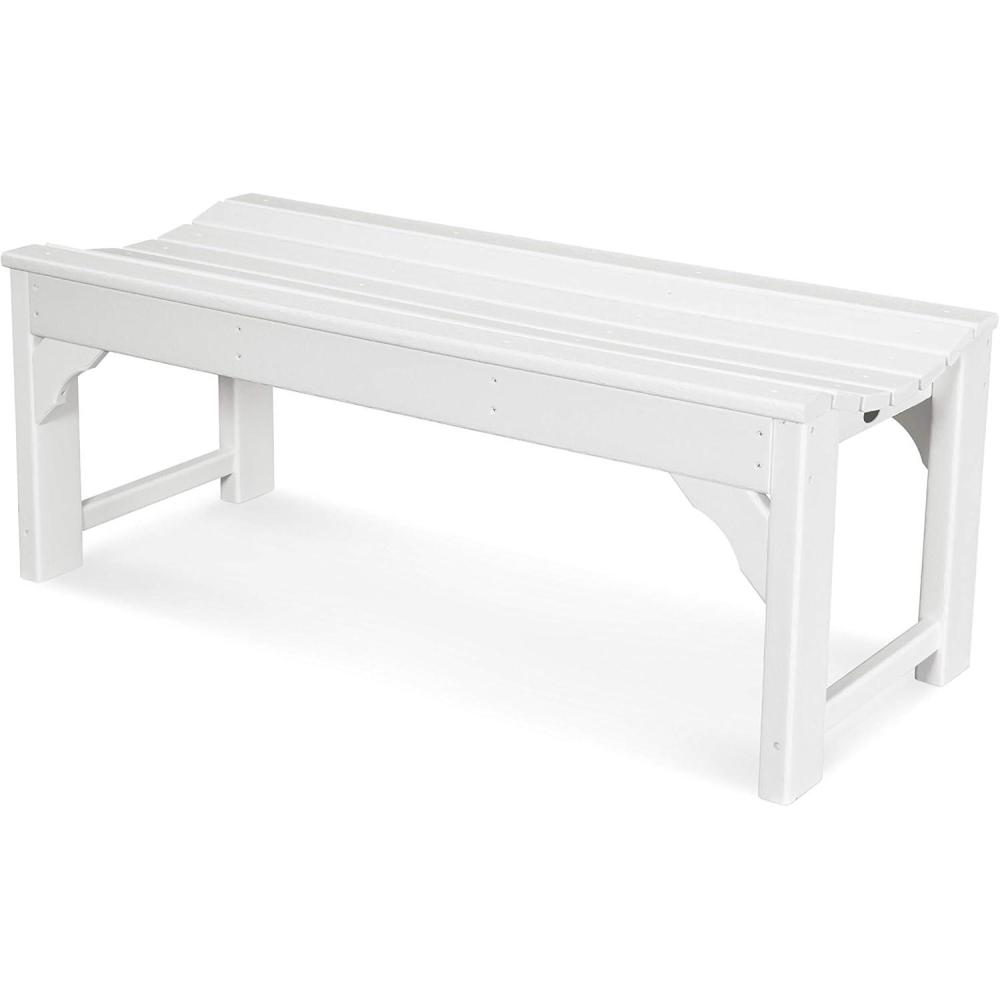 image:imagePOLYWOOD Traditional Garden 48Inch Backless Bench GreenWhite