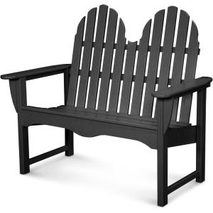 POLYWOOD® Classic Adirondack Bench, Black(Black)