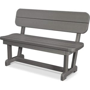 POLYWOOD PB48TE Park 48″ Bench, Teak(Slate Grey)