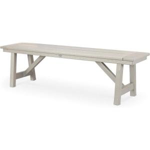POLYWOOD Rustic Farmhouse 60 Inch Backless Bench, Outdoor Patio Garden Furniture, All-Weather HDPE Lumber, Slate Grey(Sand)