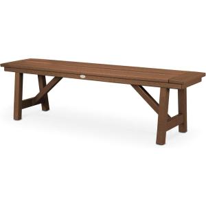 POLYWOOD Rustic Farmhouse 60 Inch Backless Bench, Outdoor Patio Garden Furniture, All-Weather HDPE Lumber, Slate Grey(Teak)