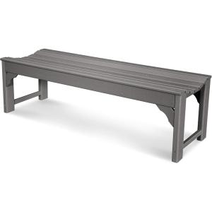 POLYWOOD® Traditional Garden Bench, Black(Slate Grey)