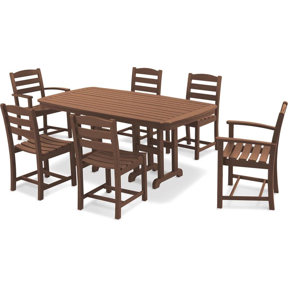 image:imagePOLYWOOD PWS1311WH La Casa Caf 7Piece Dining Set WhiteTeak