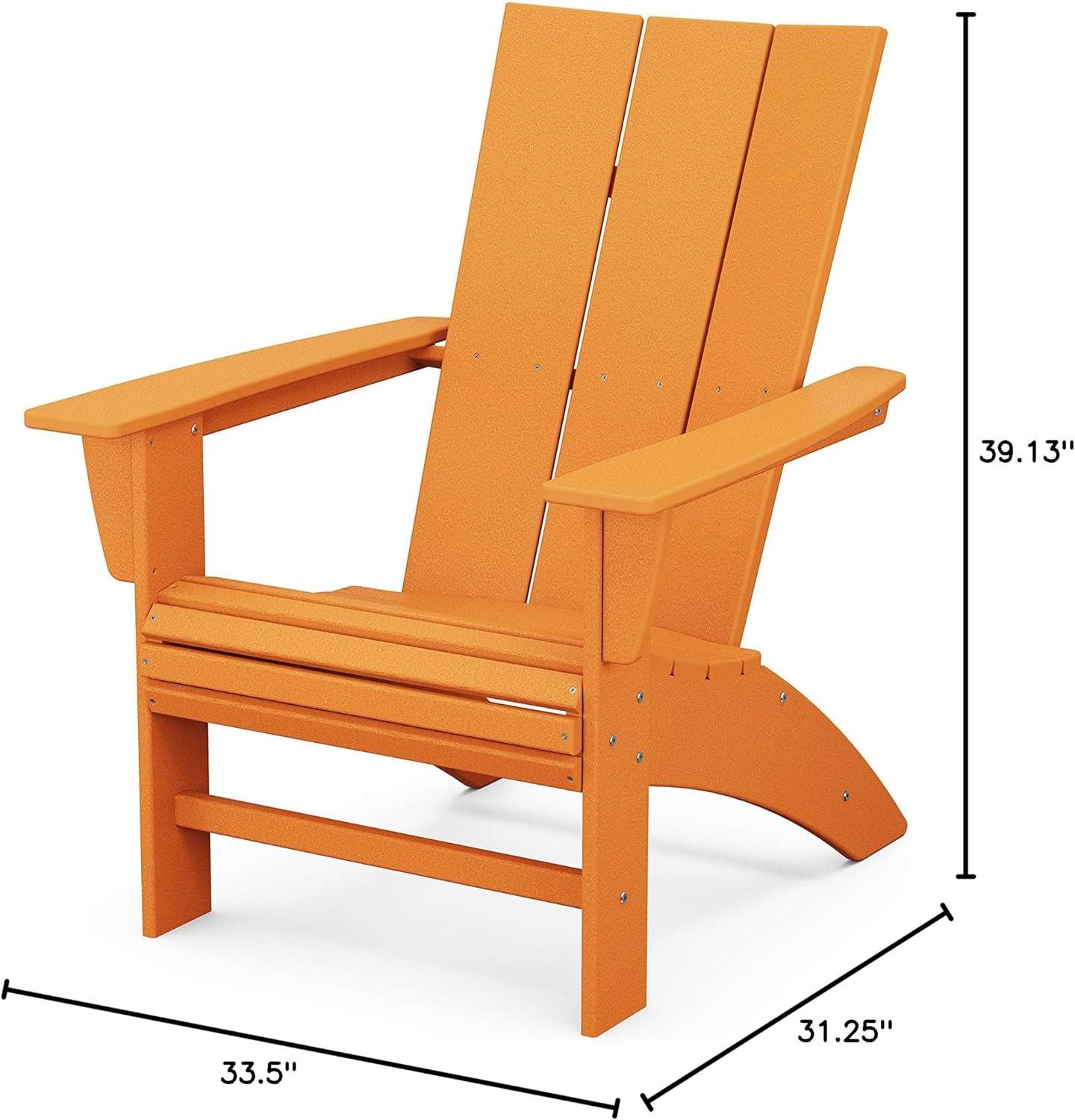 image:imagePOLYWOOD Modern Curveback Adirondack Chair Sand Heavy Duty HDPE Outdoor Furniture Bonfire Fire Pit Seating Classic Wooden Style Patio Lawn Deck Dock amp Lake ChairsTangerine