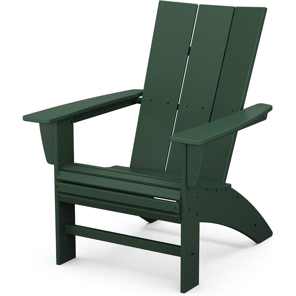 image:imagePOLYWOOD Modern Curveback Adirondack Chair Sand Heavy Duty HDPE Outdoor Furniture Bonfire Fire Pit Seating Classic Wooden Style Patio Lawn Deck Dock amp Lake ChairsGreen
