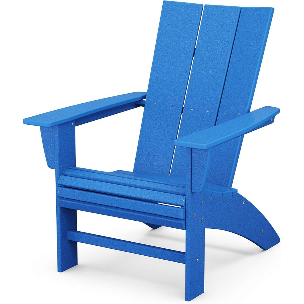 image:imagePOLYWOOD Modern Curveback Adirondack Chair Sand Heavy Duty HDPE Outdoor Furniture Bonfire Fire Pit Seating Classic Wooden Style Patio Lawn Deck Dock amp Lake ChairsPacific Blue