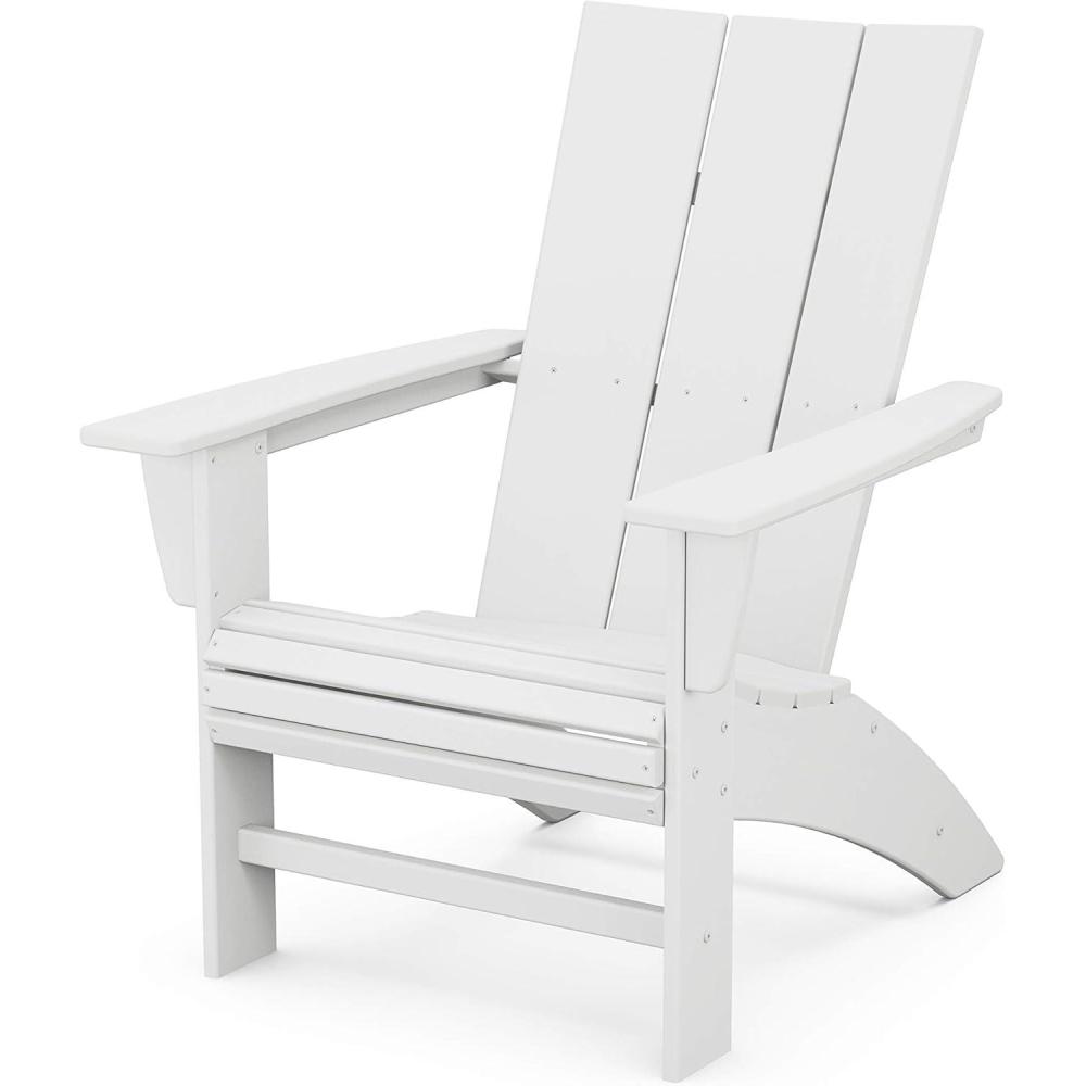 image:imagePOLYWOOD Modern Curveback Adirondack Chair Sand Heavy Duty HDPE Outdoor Furniture Bonfire Fire Pit Seating Classic Wooden Style Patio Lawn Deck Dock amp Lake ChairsWhite