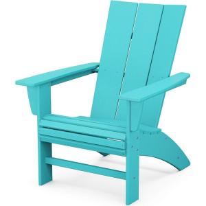 POLYWOOD Modern Curveback Adirondack Chair, Sand – Heavy Duty HDPE Outdoor Furniture – Bonfire Fire Pit Seating – Classic Wooden Style Patio, Lawn, Deck, Dock & Lake Chairs(Aruba)