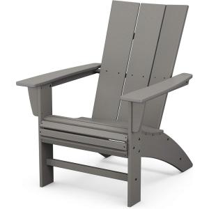 POLYWOOD Modern Curveback Adirondack Chair, Sand – Heavy Duty HDPE Outdoor Furniture – Bonfire Fire Pit Seating – Classic Wooden Style Patio, Lawn, Deck, Dock & Lake Chairs(Slate Grey)