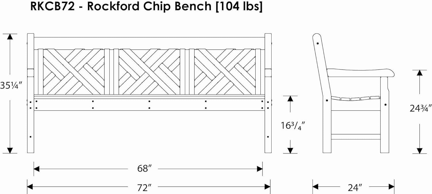 image:imagePOLYWOOD RKCB72WH Rockford 72 Chippendale Bench WhiteTeak