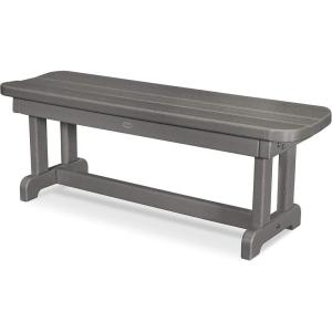 POLYWOOD PBB48MA Park 48″ Backless Bench, Mahogany(Slate Grey)