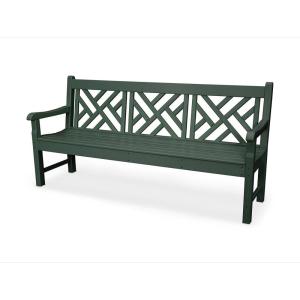 POLYWOOD RKCB72WH Rockford 72″ Chippendale Bench, White(Green)