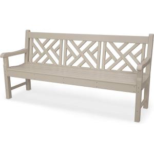 POLYWOOD RKCB72WH Rockford 72″ Chippendale Bench, White(Sand)