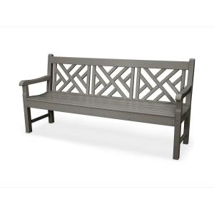 POLYWOOD RKCB72WH Rockford 72″ Chippendale Bench, White(Slate Grey)