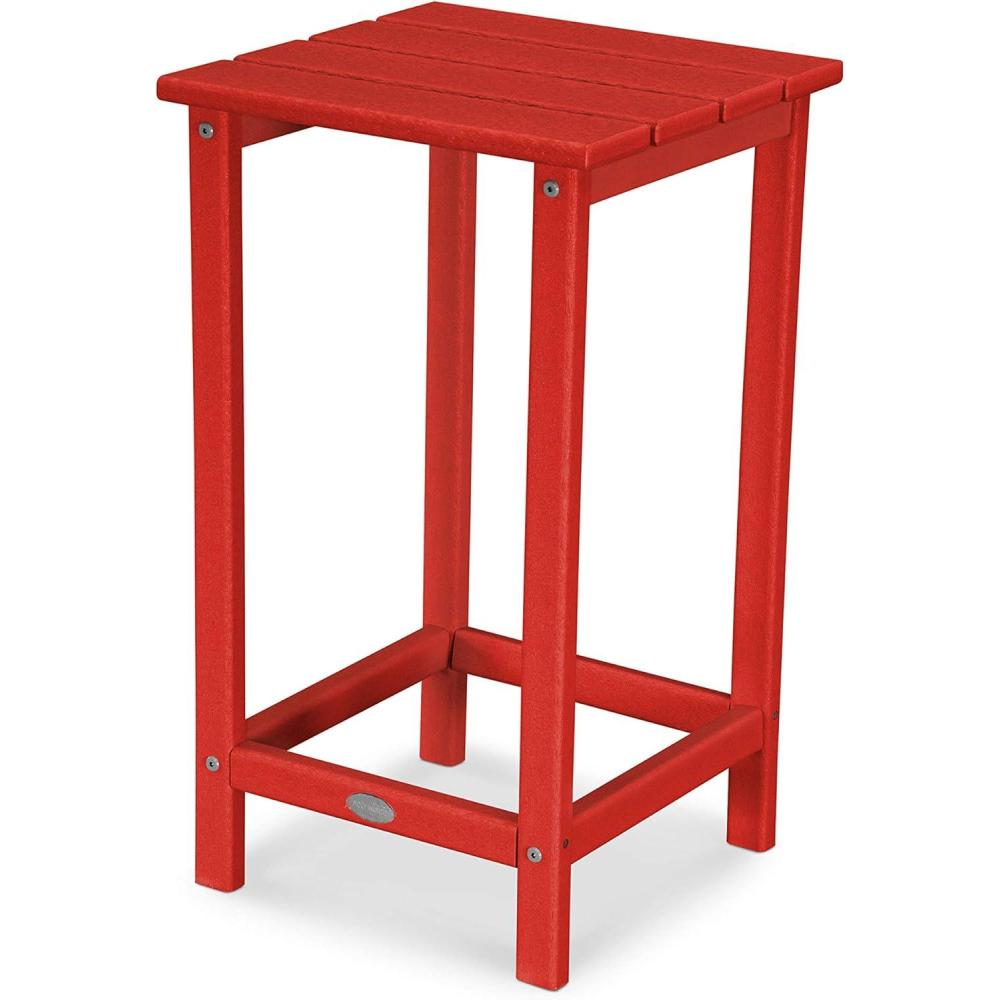 image:imagePOLYWOOD ECT26WH Long Island 26 Counter Side Table WhiteSunset Red