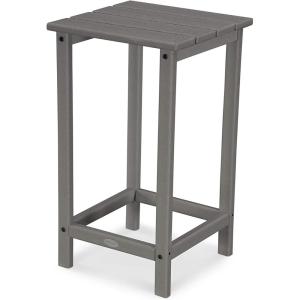 POLYWOOD ECT26WH Long Island 26″ Counter Side Table, White(Slate Grey)